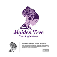 Maiden Tree logo with a shape of tree that combined with a girl head.