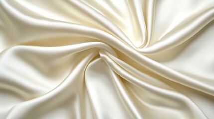 Obraz premium Creamy silk fabric swirls softly showcasing elegant folds and luxurious texture under soft light. AI Generated