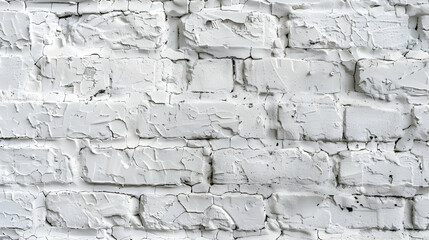 Fototapeta premium Close-up of a weathered white brick wall showcasing texture and peeling paint