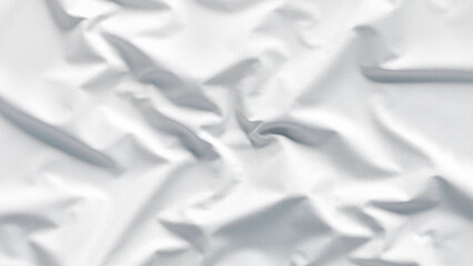 Blank white folded crumpled fabric material mockup, depth of field