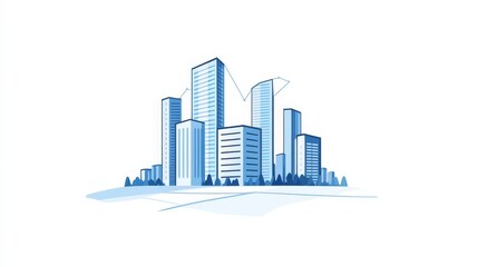 Obraz premium Modern city skyline with tall skyscrapers showcasing architectural design elements