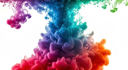 Fototapeta premium Explosive Hues: Witness the mesmerizing dance of vibrant, swirling pigments as they cascade and collide in a captivating display of colorful chaos. A vibrant artistic explosion