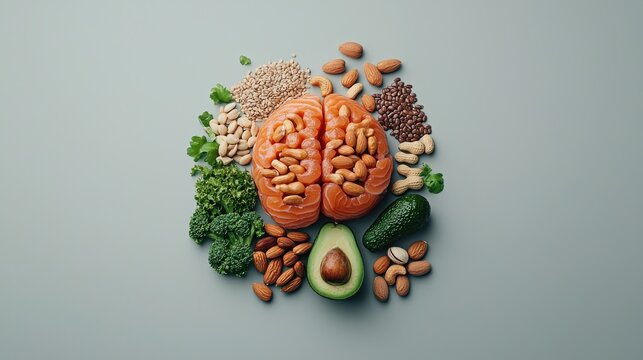 Futuristic brain display digital gallery visual art tech environment close-up healthy food brain concept