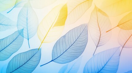 Fototapeta premium Abstract colorful leaf pattern in blue and yellow tones