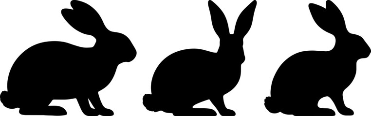 silhouette of a rabbit, isolated set cute bunny vector illustration