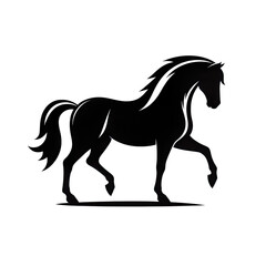 Obraz premium Black and white Horse silhouette vector illustration, white background isolated PNG