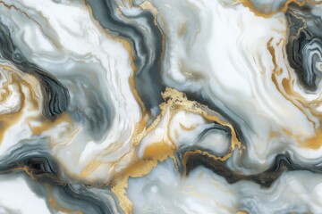 Fototapeta premium Textura abstrata de mármore com detalhes em dourado, cinza e branco, em padrão seamless, criada com IA generativa, ideal para design de interiores e superfícies sofisticadas