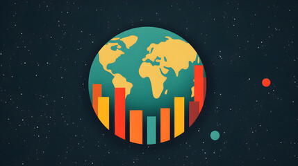 Fototapeta premium Global economic trends data visualization digital art space infographic concept