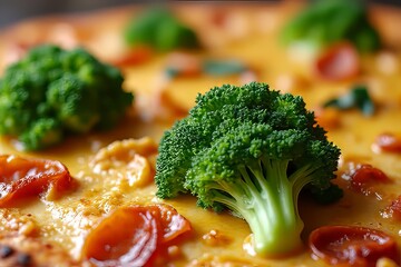 Healthy Pizza with Broccoli and Toppings