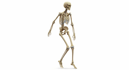 Detailed 3D Render of a Human Skeleton in a Walking Pose