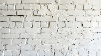 Fototapeta premium Close-up view of a textured white brick wall with imperfections and patches, suitable for backgrounds