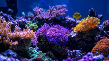 Obraz premium Vibrant Underwater Scene of Colorful Coral Reef with Fish