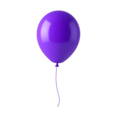3D Purple Balloon Icon with Glossy Shine and Smooth Curves on Transparent Background