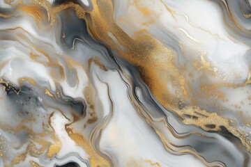 Textura abstrata de m&aacute;rmore com detalhes em dourado, cinza e branco, em padr&atilde;o seamless, criada com IA generativa, ideal para design de interiores e superf&iacute;cies sofisticadas