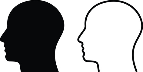 human head icon set. silhouette human head logo icon vector. black design. illustration