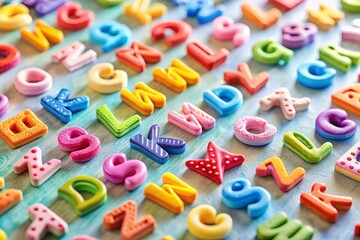 Adorable Tilt-Shift English Alphabet Doodle Set Stock Photo