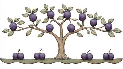 Plump Purple Plums Abundantly Growing on a Charming Tree. AI Generated
