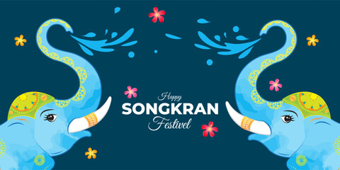 Vector illustration of Songkran Festival social media template