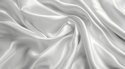 Fototapeta premium Smooth, flowing white silk fabric draped elegantly, showcasing soft textures and natural folds