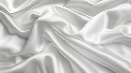 Obraz premium Smooth white satin fabric draped elegantly, showcasing soft folds and reflections in light