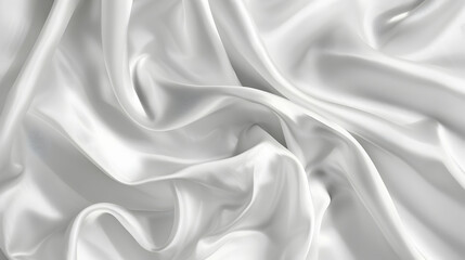Obraz premium Smooth white satin fabric draped elegantly, showcasing soft folds and subtle sheen (2)