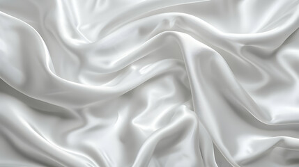 Obraz premium Smooth white satin fabric draped elegantly, showcasing soft folds and subtle sheen, ideal for backgrounds (2)