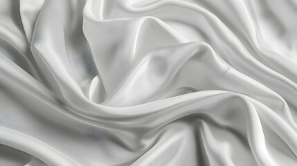 Fototapeta premium Smooth white satin fabric draped elegantly, showcasing soft folds and subtle sheen