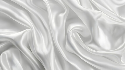 Obraz premium Elegant white silk fabric with soft folds and smooth texture, ideal for luxury backgrounds