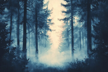Fototapeta premium misty morning in the forest