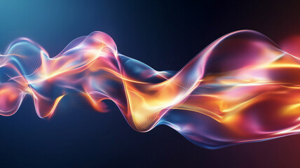 Liquid fluid holographic rainbow horizontal abstract background. Smooth waves of colorful holographic poster. Bright colorful wallpaper. Digital raster bitmap. Photo style. AI artwork.