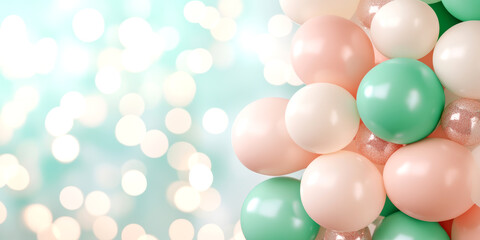 Pastel balloons with bokeh background creating festive and dreamy celebration atmosphere