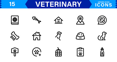 Animal Health and Veterinary Icon Pack. Professional Icons for Vet Clinics, Pet Hospitals, Medical Treatment, and Animal Welfare Designs