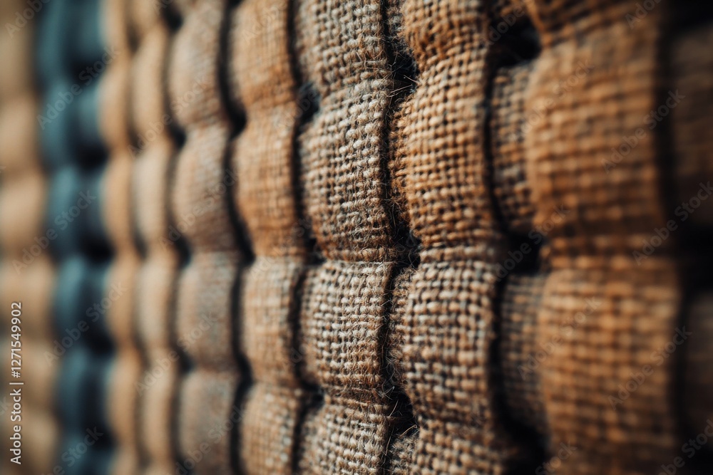 Poster textured woven fabric close-up showcasing intricate patterns and natural fibers in earth tones