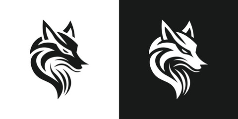 Minimalist monochrome wolf head logo