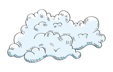 Fluffy clouds drawn with contour lines vector. A minimalistic and elegant line art design