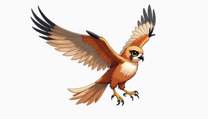 Fototapeta premium Whimsical falcon soaring in the sky, playful imagination. Isolated on white