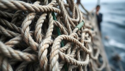 a close up of a rope on a boat