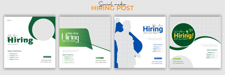 Recruitment advertising template. Recruitment Poster, Job hiring poster, social media, banner, flyer. Digital announcement job vacancies layout