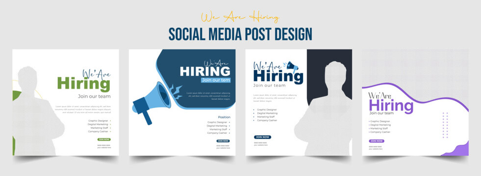 Recruitment advertising template. Recruitment Poster, Job hiring poster, social media, banner, flyer. Digital announcement job vacancies layout