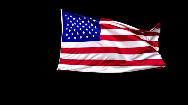 Waving American Flag on Black Background