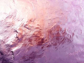 Naklejka premium Iridescent crumpled foil texture with pink and purple reflections