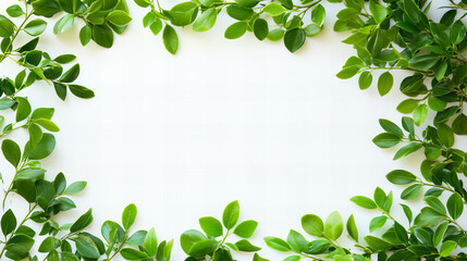 Lush green tropical leaves with vibrant natural details on a white background, perfect for eco-friendly projects, summer designs, nature themes, botanical templates, and wellness-related content