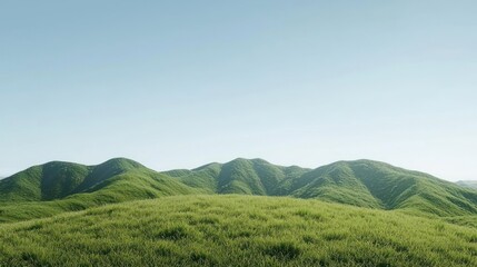 Naklejka premium Green Rolling Hills Under a Blue Sky