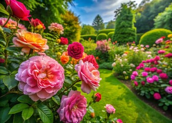 Aerial View Blooming Lovely Lydia Rose Bush Summer Garden