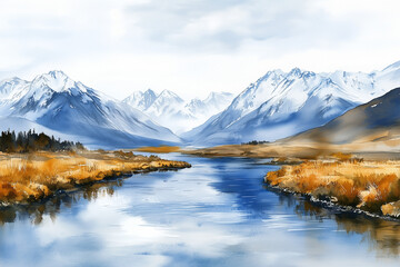 Obraz premium lake and mountains
