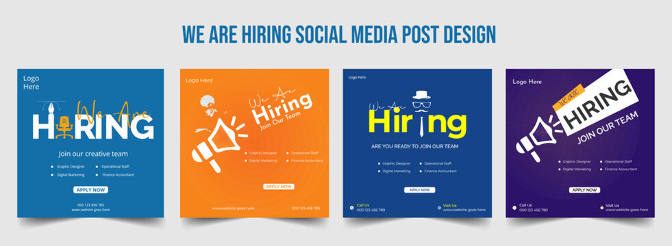 Recruitment advertising template. Recruitment Poster, Job hiring poster, social media, banner, flyer. Digital announcement job vacancies layout