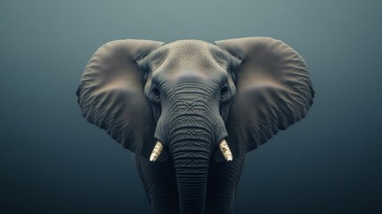 Obraz premium Majestic elephant portrait soft light serene ambiance. AI Generated