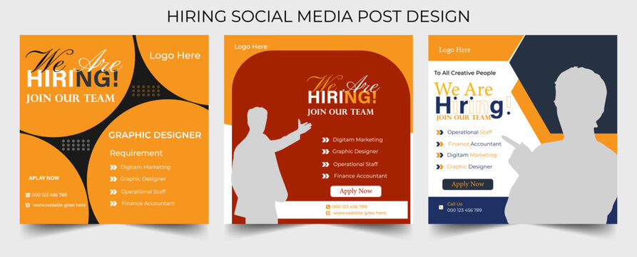 Recruitment advertising template. Recruitment Poster, Job hiring poster, social media, banner, flyer. Digital announcement job vacancies layout