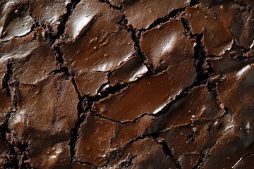 Deliciously cracked chocolate brownie dessert fresh from the oven with a rich and shiny top