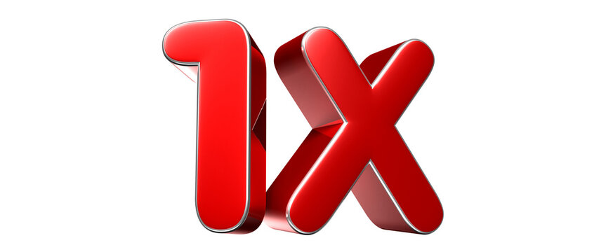 1x red 3D illustration. Advertising signs. Product design. Product sales.